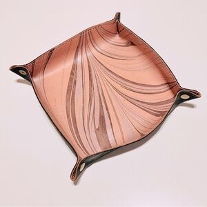TRIBE ALIVE Blush Pink & Black Leather Snap Valet Tray Jewelry Storage Organizer